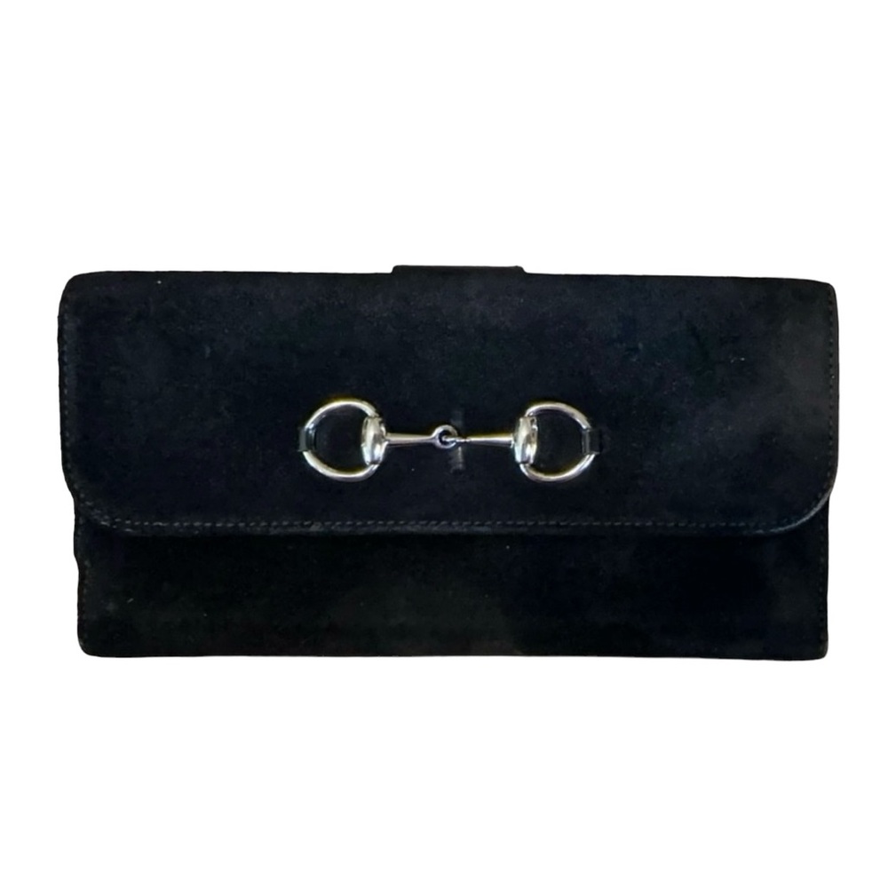 Vintage Gucci Suede Horsebit Long Wallet
